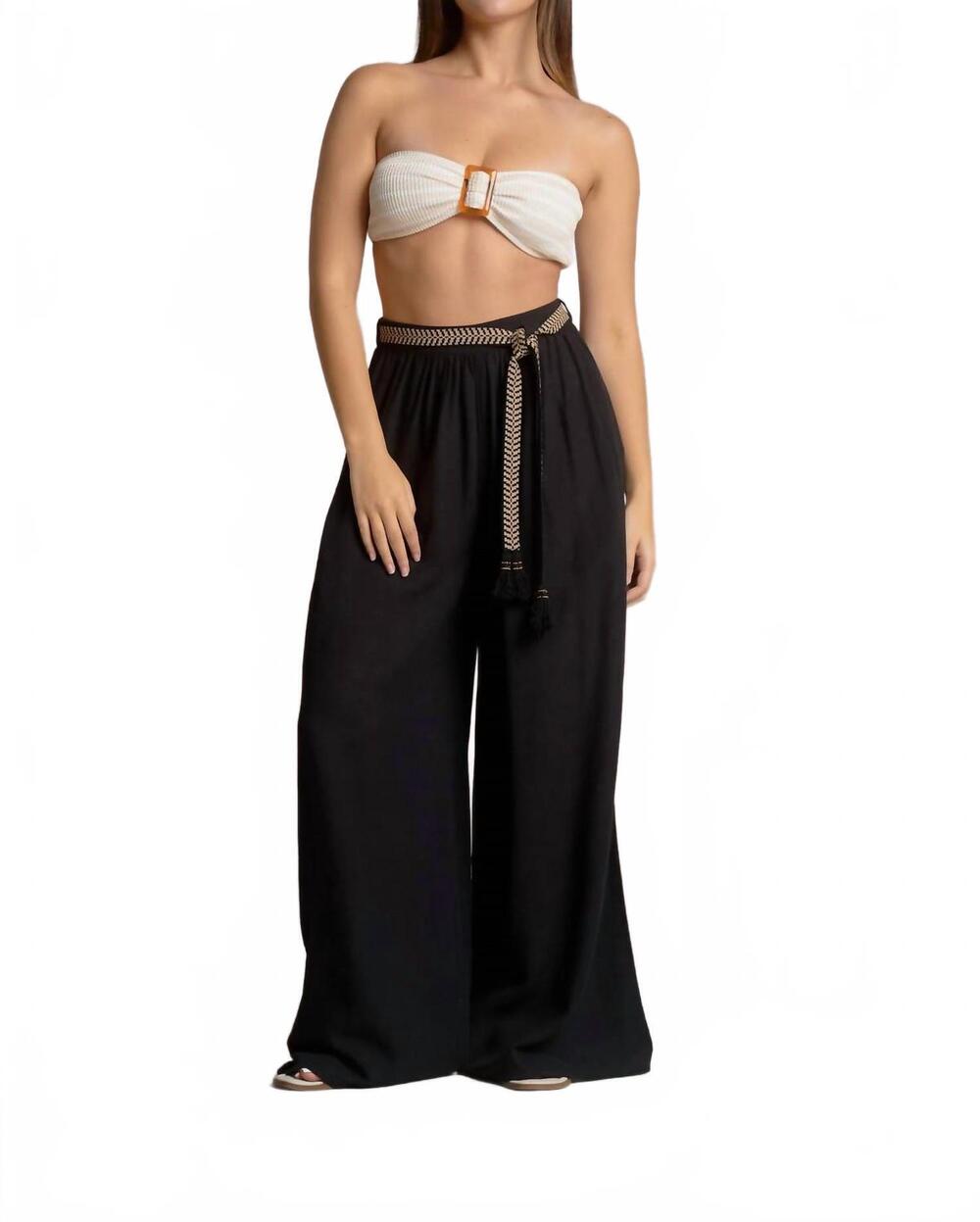 NEW ELAN women's wide leg belted pants in black